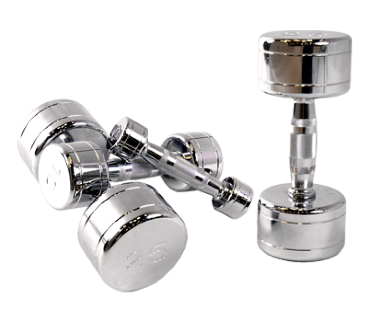 Picture of CHROMED SOLID DUMBBELLS W/ CONTOURED HANDLES